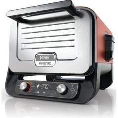 "Ninja OO101EU Electric Charcoal Grill - Sleek Black & Silver, 2400W Power for Perfect Grilling"